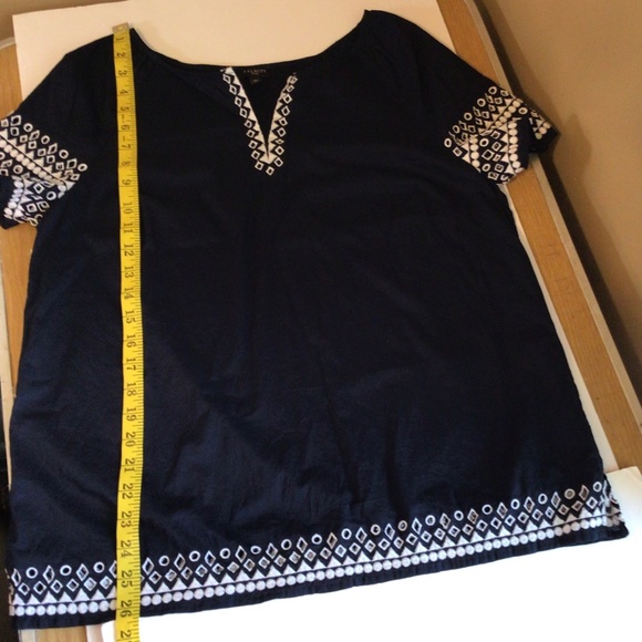 Talbot's women's top navy size Large p embroidered casual mature boho hippie - Picture 8 of 12